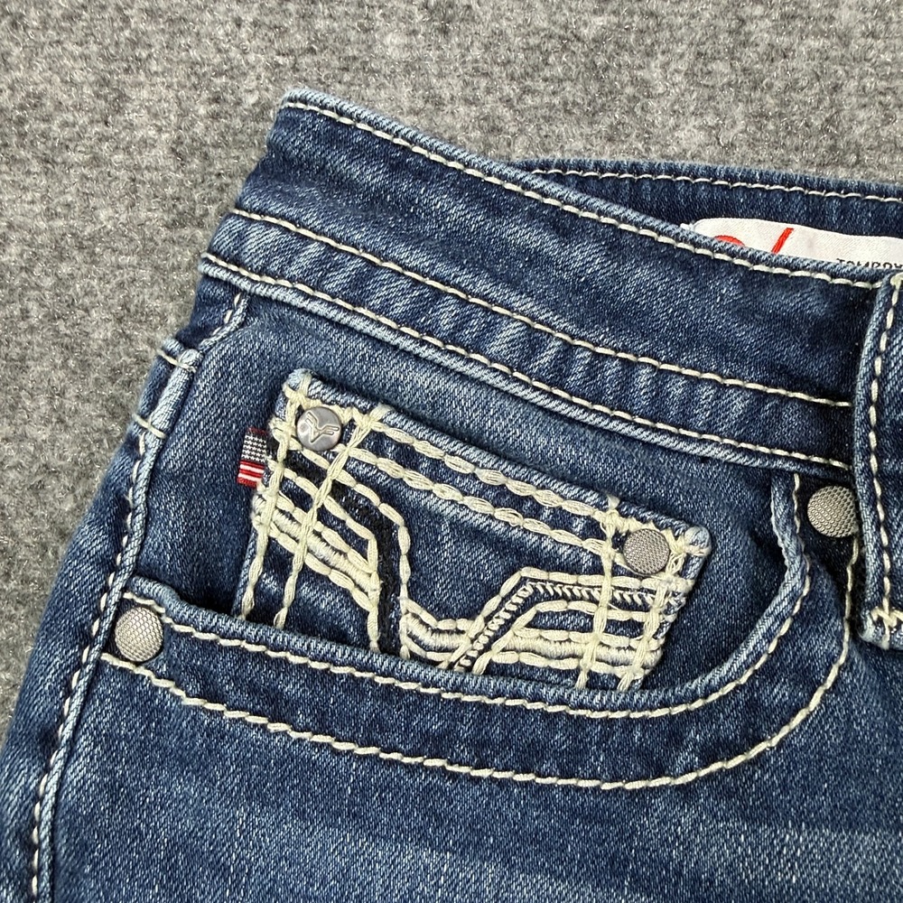 Vigoss Womens Tomboy Jeans 10 Straight Leg Blue Embroidered Stretch Y2K - Picture 4 of 16